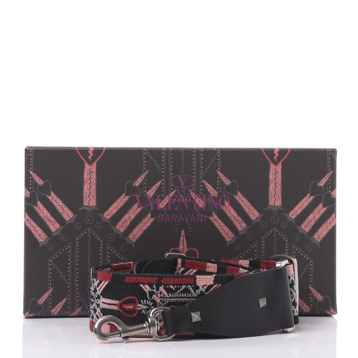Valentino Garavani Canvas Loveblade Embroidered Rockstud Guitar Strap Multicolor 5 of 5