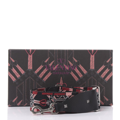 Valentino Garavani Canvas Loveblade Embroidered Rockstud Guitar Strap Multicolor 5 of 5