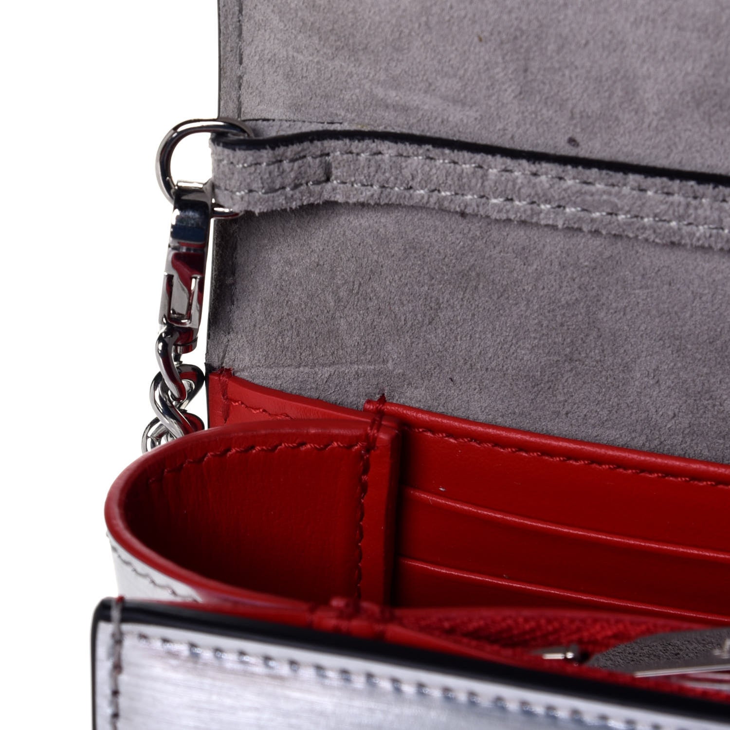 Christian Louboutin Metallic Calfskin Spikes Multimetal Paloma Clutch Silver 9 of 9
