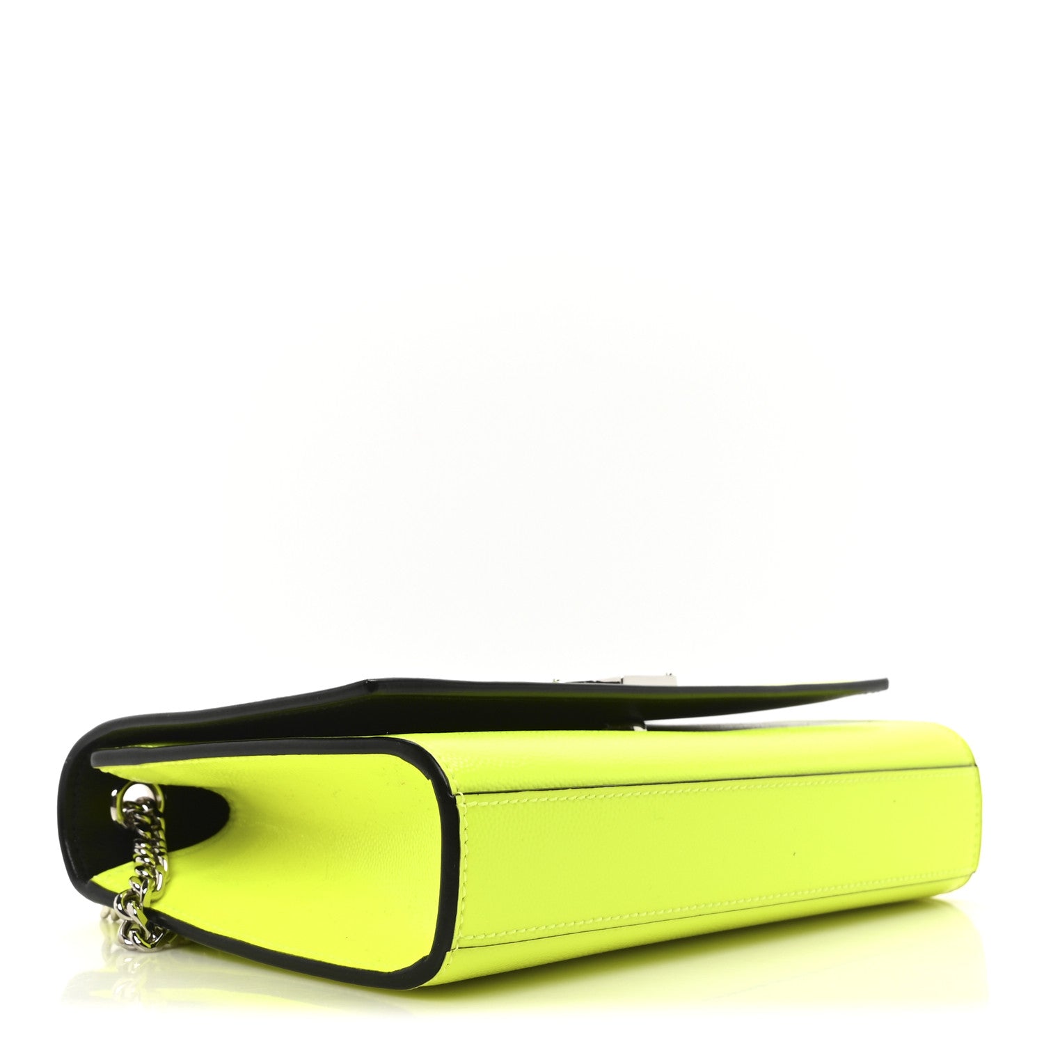 Saint Laurent Patent Grain de Poudre Small Monogram Kate Satchel Neon Yellow 4 of 10