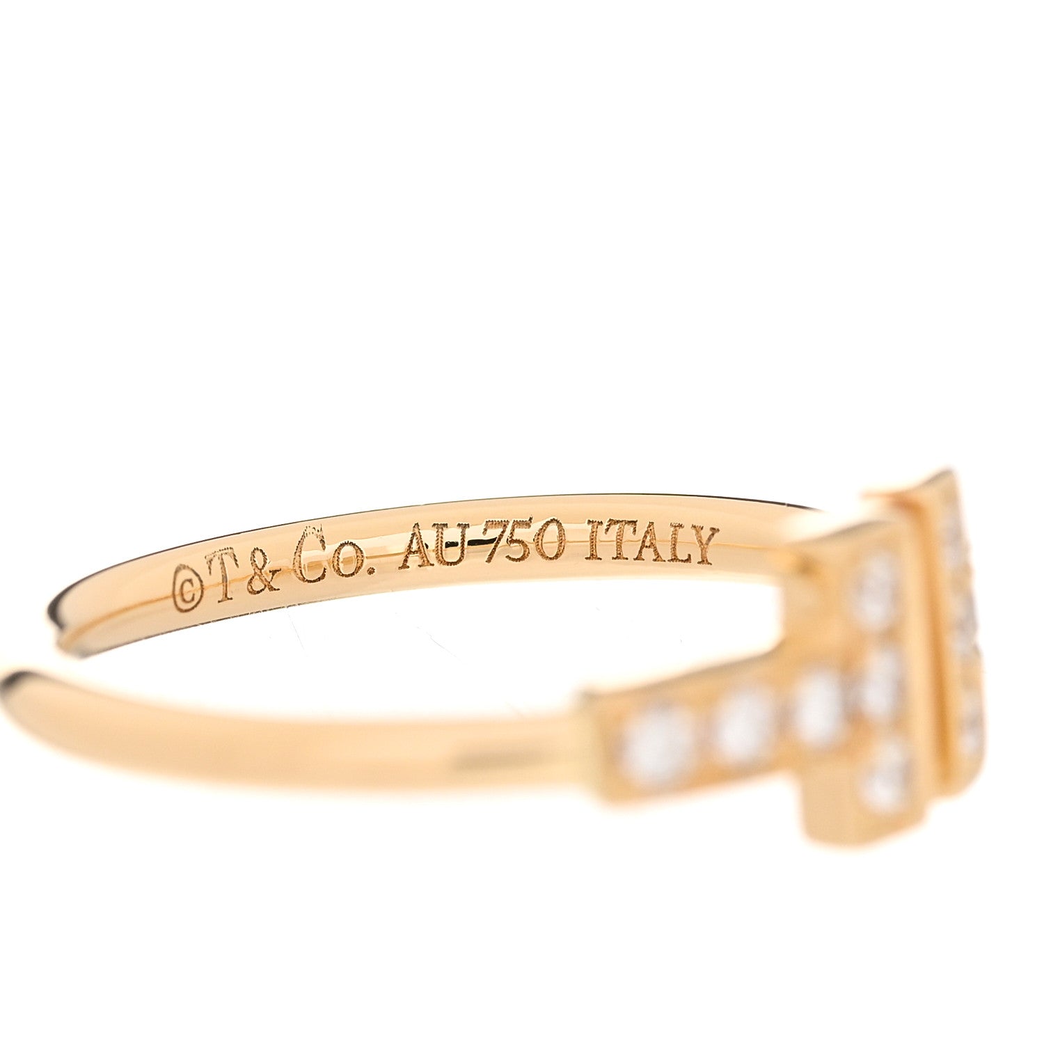 Tiffany 18K Yellow Gold Diamond T Wire Ring 47 4 5 of 6