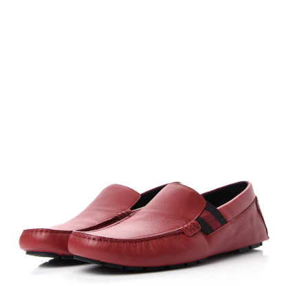 Gucci Calfskin Web Mens Driver Loafers 7.5 Red 3 of 9