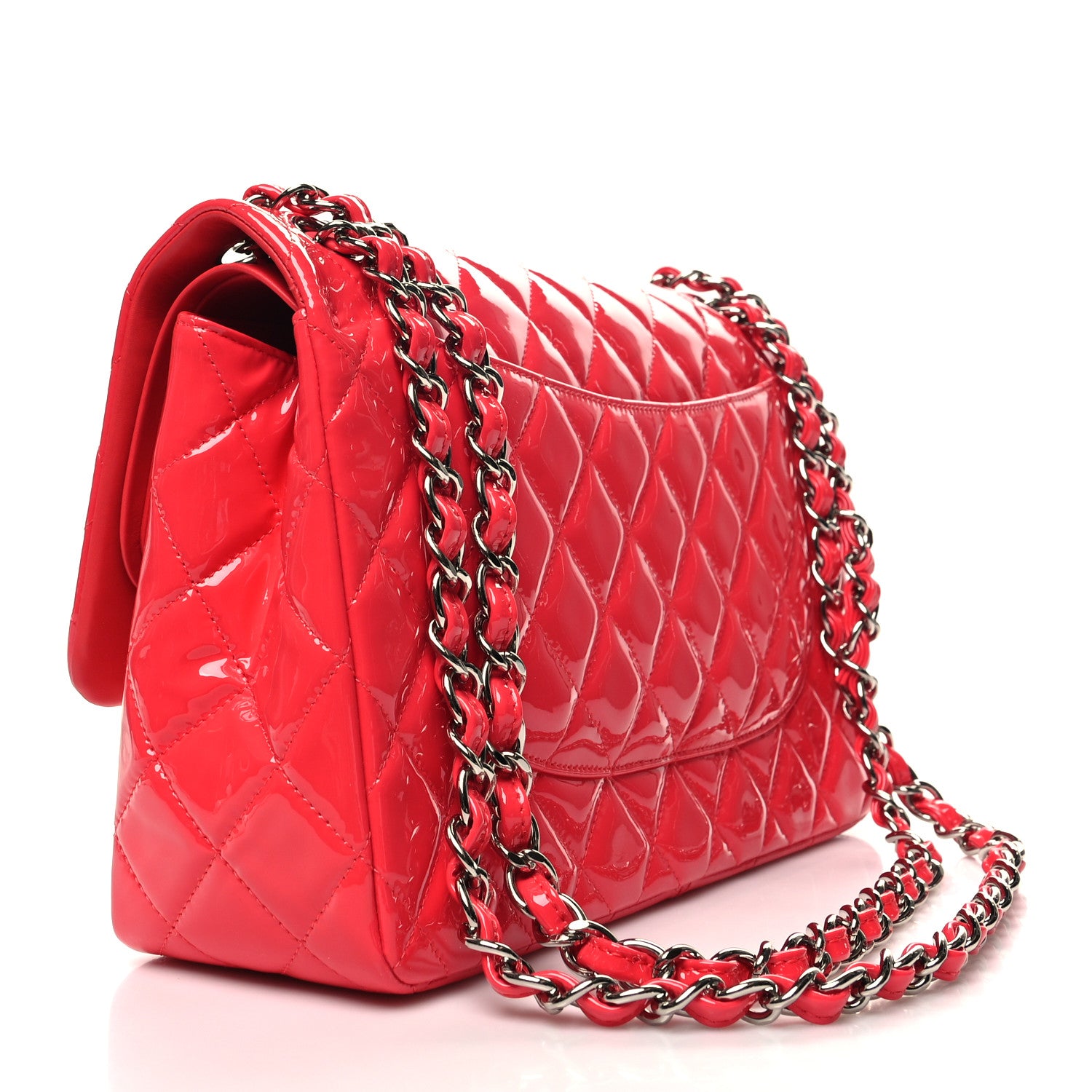 Chanel Patent Quilted Jumbo Double Flap Pink 3 of 10