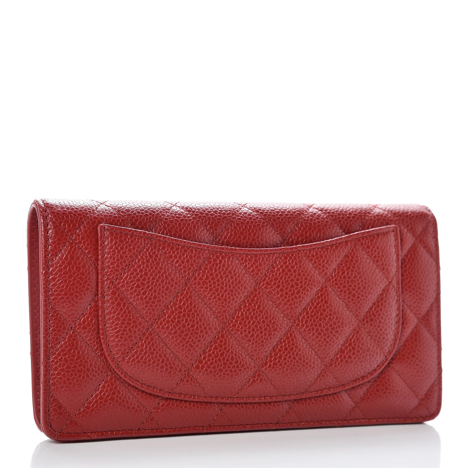 Chanel Caviar Quilted Yen Wallet Dark Red 3 of 8