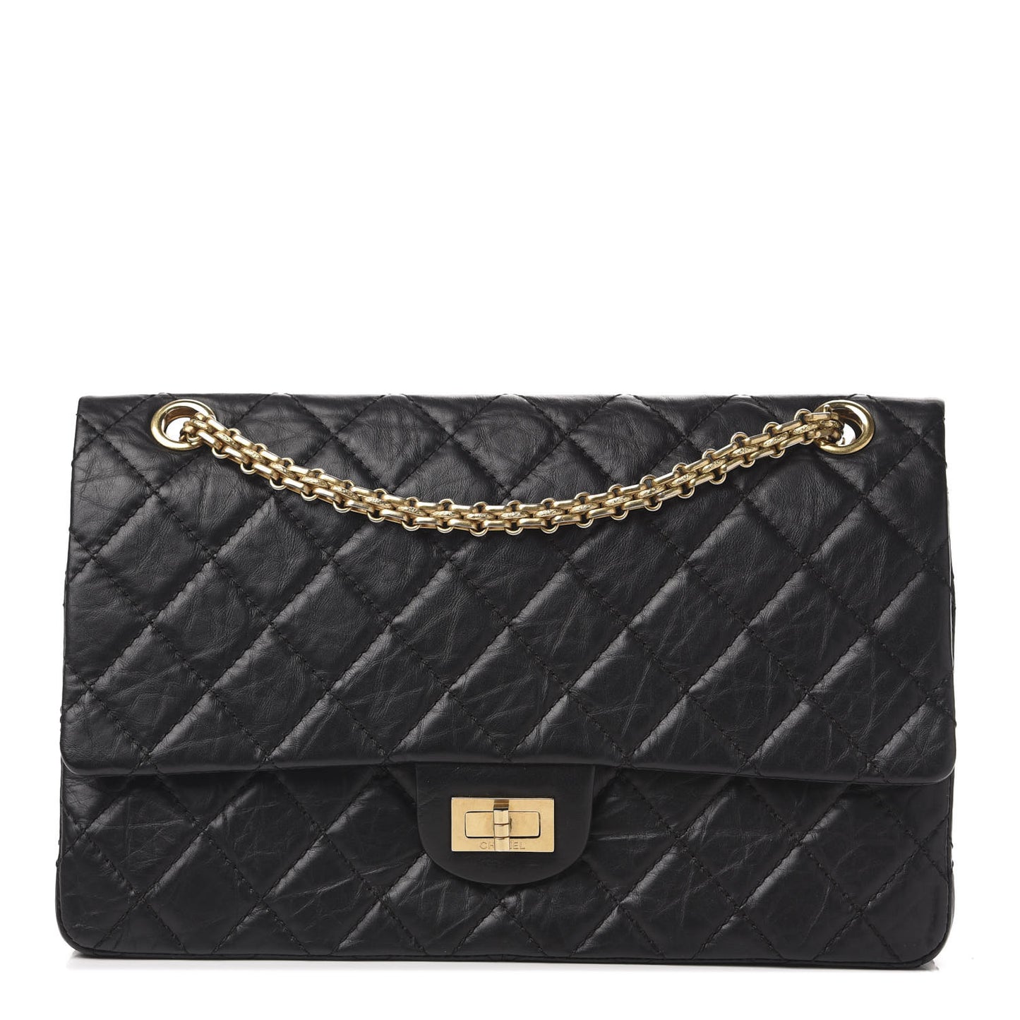 Aged Calfskin Quilted 2.55 Reissue 266 Flap Black