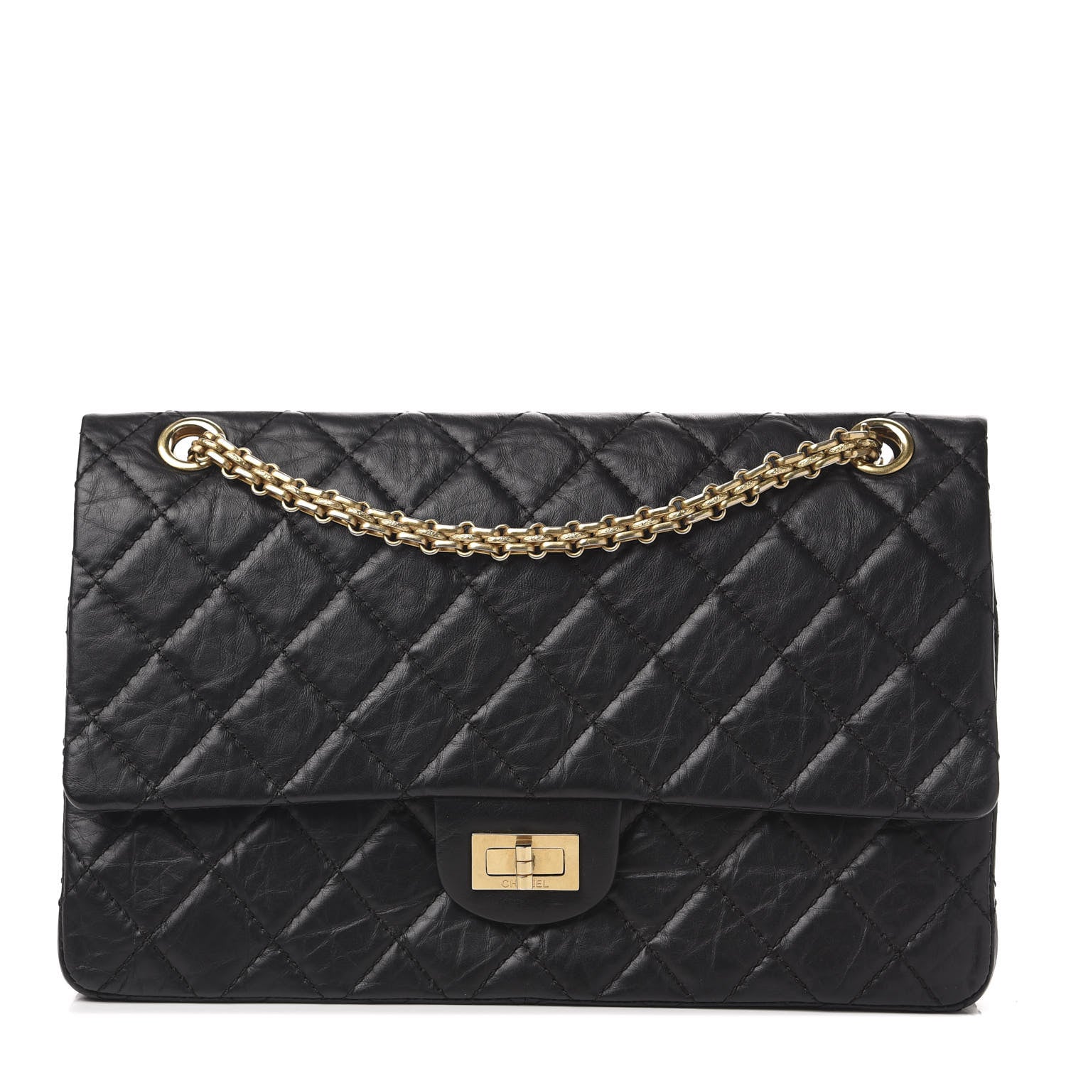 Chanel Aged Calfskin Quilted 2.55 Reissue 266 Flap Black 1 of 11