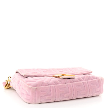 Fendi Velvet FF Embossed Baguette Rosa Confetti 4 of 12
