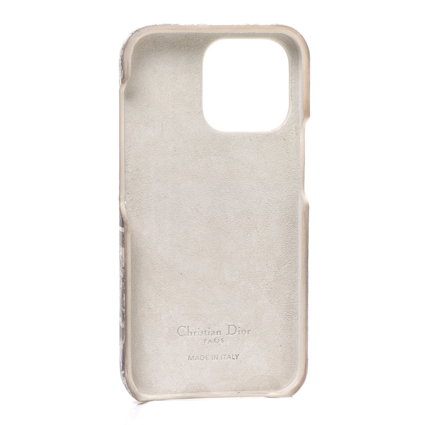 Calfskin Toile De Jouy iPhone 13 Pro Case Grey