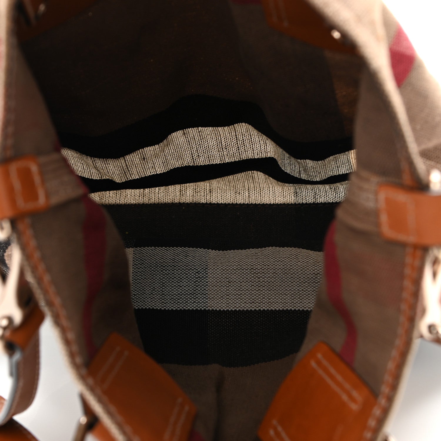 Burberry Canvas Mega Check Medium Tottenham Brit Tote Saddle Brown 6 of 12
