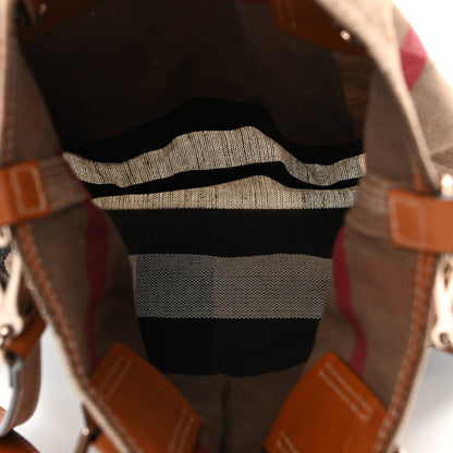 Burberry Canvas Mega Check Medium Tottenham Brit Tote Saddle Brown 6 of 12