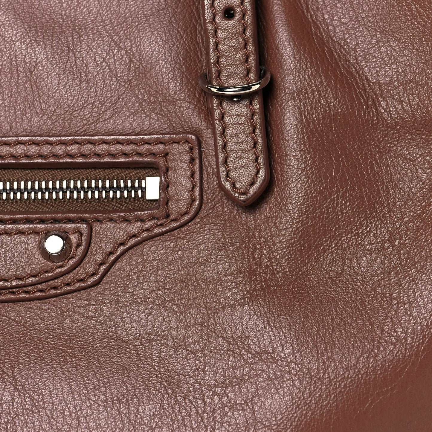 Supple Calfskin Papier Mini A4 Zip Around Tote Marron Tabacco