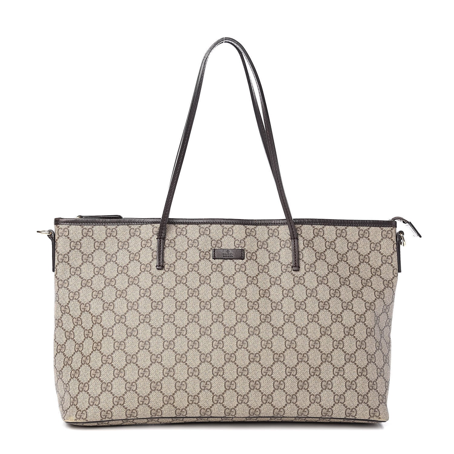 Gucci GG Supreme Monogram Medium Zippered Tote Dark Brown 1 of 19