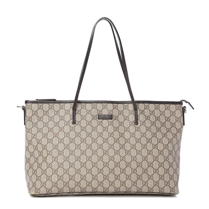 Gucci GG Supreme Monogram Medium Zippered Tote Dark Brown 1 of 19