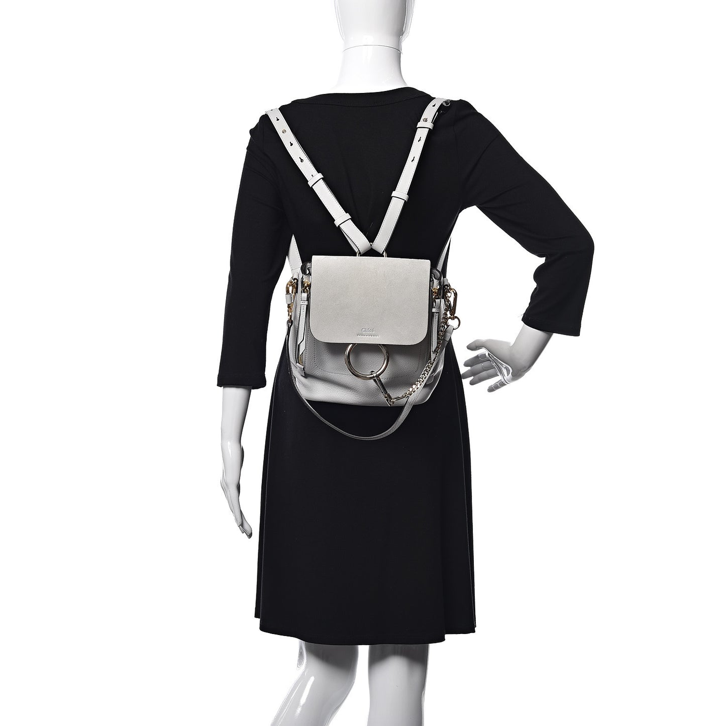 Suede Calfskin Small Faye Backpack Airy Grey
