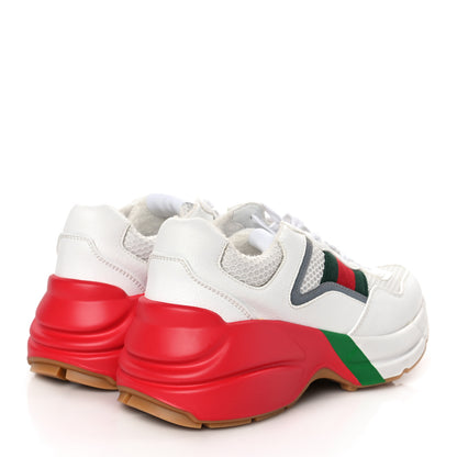 Gucci Lavaredo Eco Fabric Mesh Web Womens Rhyton Reflective Sneakers 35.5 Great White Green Red Silver 4 of 8