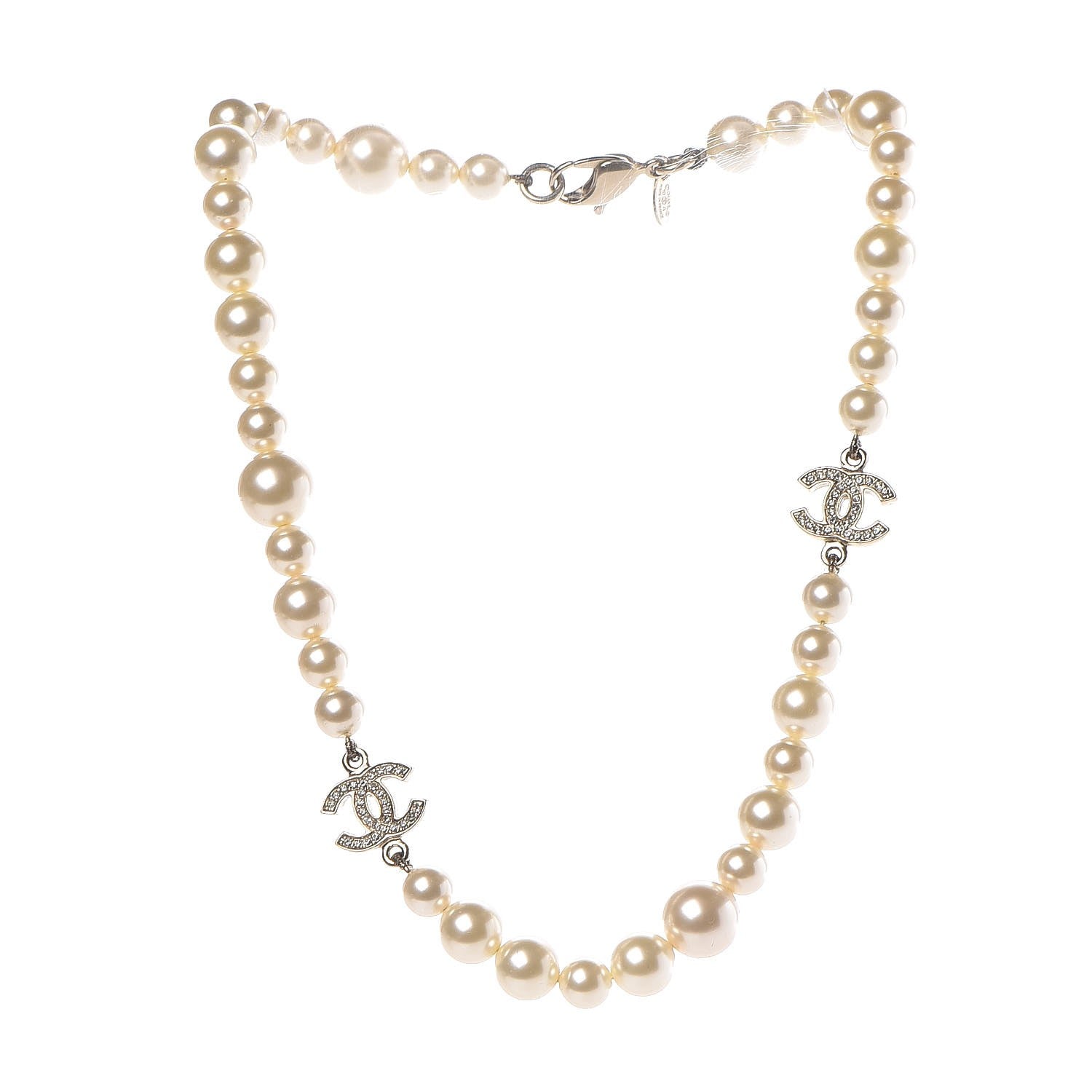 Chanel Crystal Pearl CC Short Necklace Gold 3 of 4