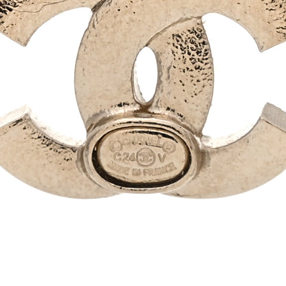 Chanel Metal Crystal Baguette CC Chain Drop Earrings Gold 4 of 4