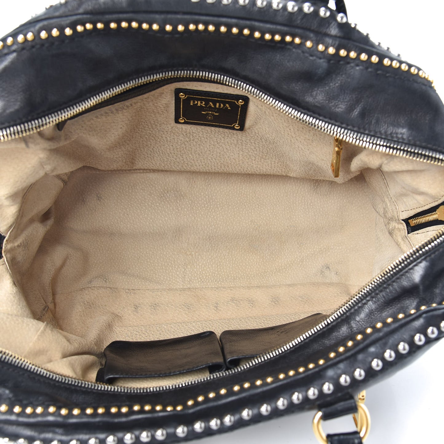 Glace Calfskin Studded Tote Black