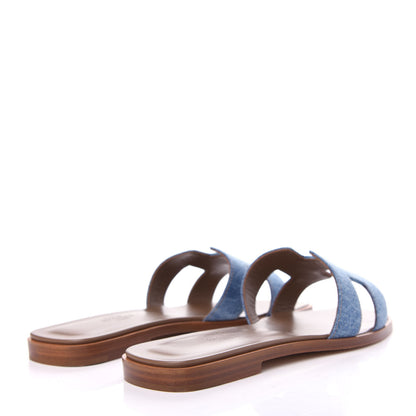 Hermes Denim Canvas Oran Sandals 36.5 Bleu Clair 4 of 11