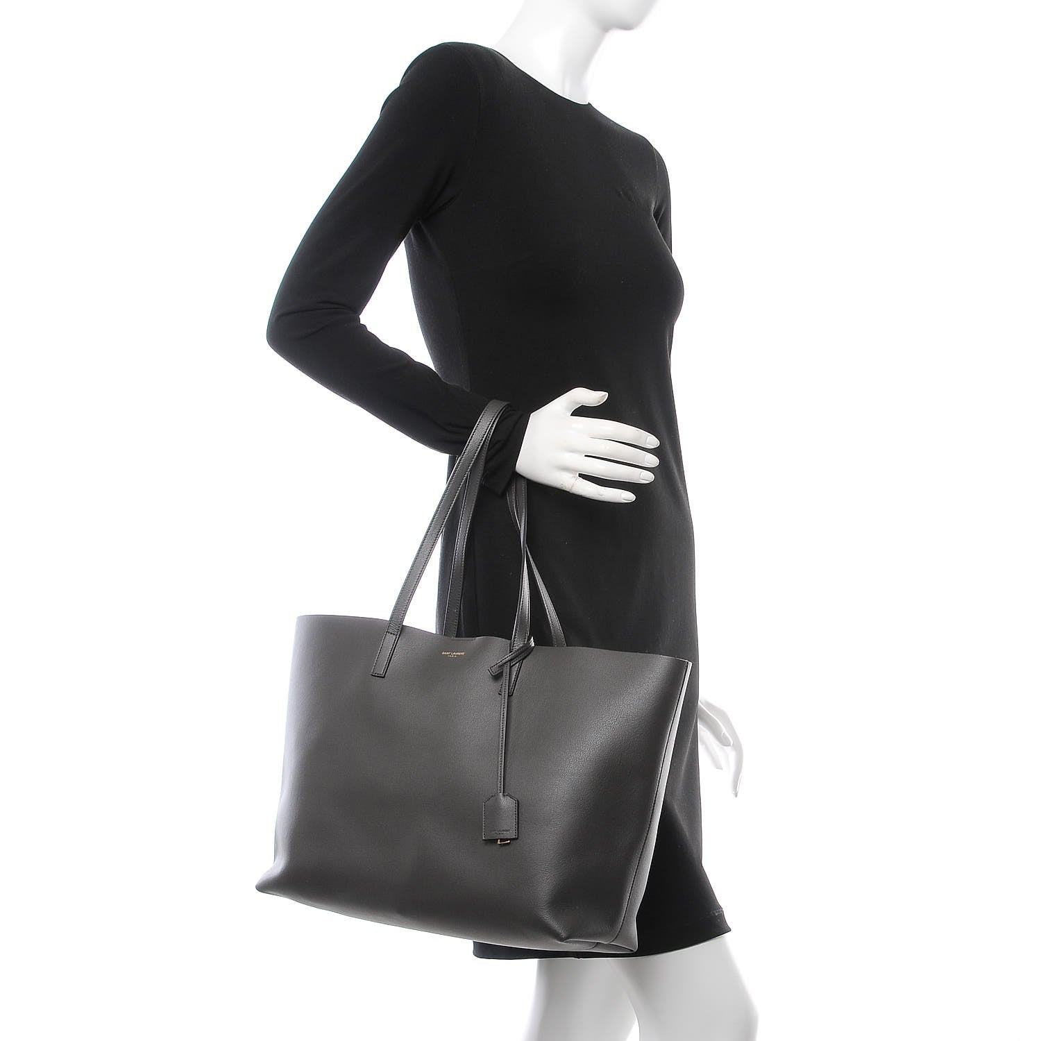 Saint Laurent Calfskin Large Shopping Tote Dark Grey 2 of 15