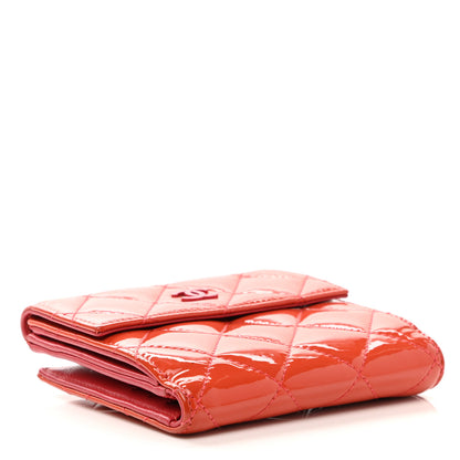 Chanel Patent Quilted CC French Wallet Red 3 of 9