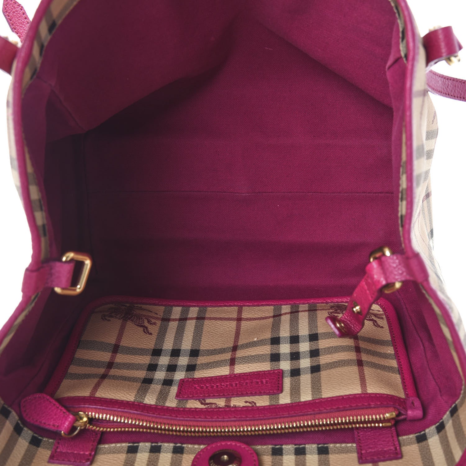 Burberry Haymarket Check Small Canterbury Tote Magenta 5 of 11