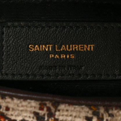 Saint Laurent Tweed Matelasse Medium Loulou Monogram Chain Satchel Beige Multicolor 6 of 11