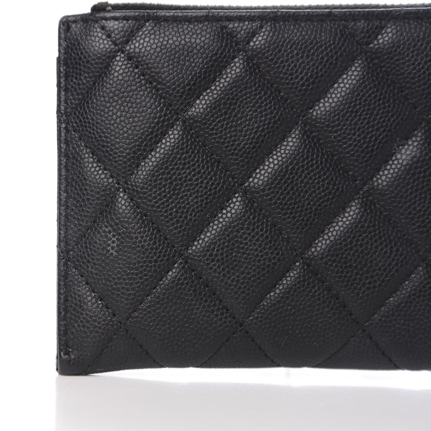 Caviar Quilted Filigree Zip Pouch Black
