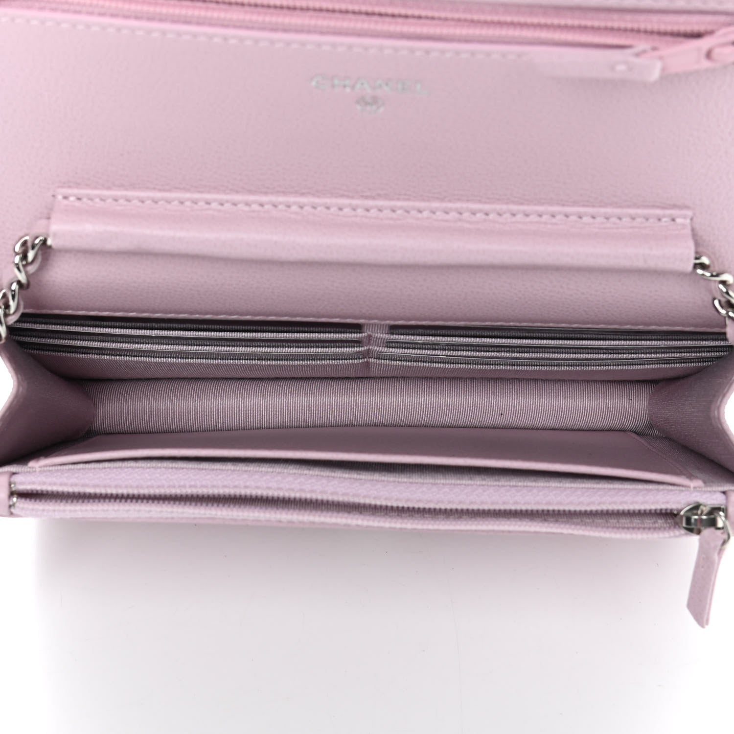 Chanel Grained Calfskin Quilted CC Box Wallet On Chain WOC Light Pink 5 of 12