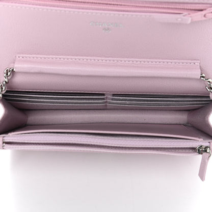 Chanel Grained Calfskin Quilted CC Box Wallet On Chain WOC Light Pink 5 of 12