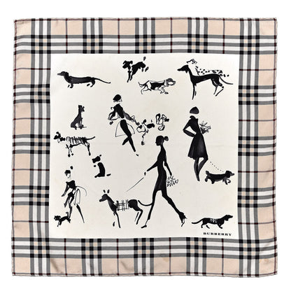 Burberry Silk Dog Print Nova Check Square Scarf Beige 1 of 5