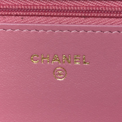 Chanel Tweed Quilted Wallet On Chain WOC Pink 5 of 10