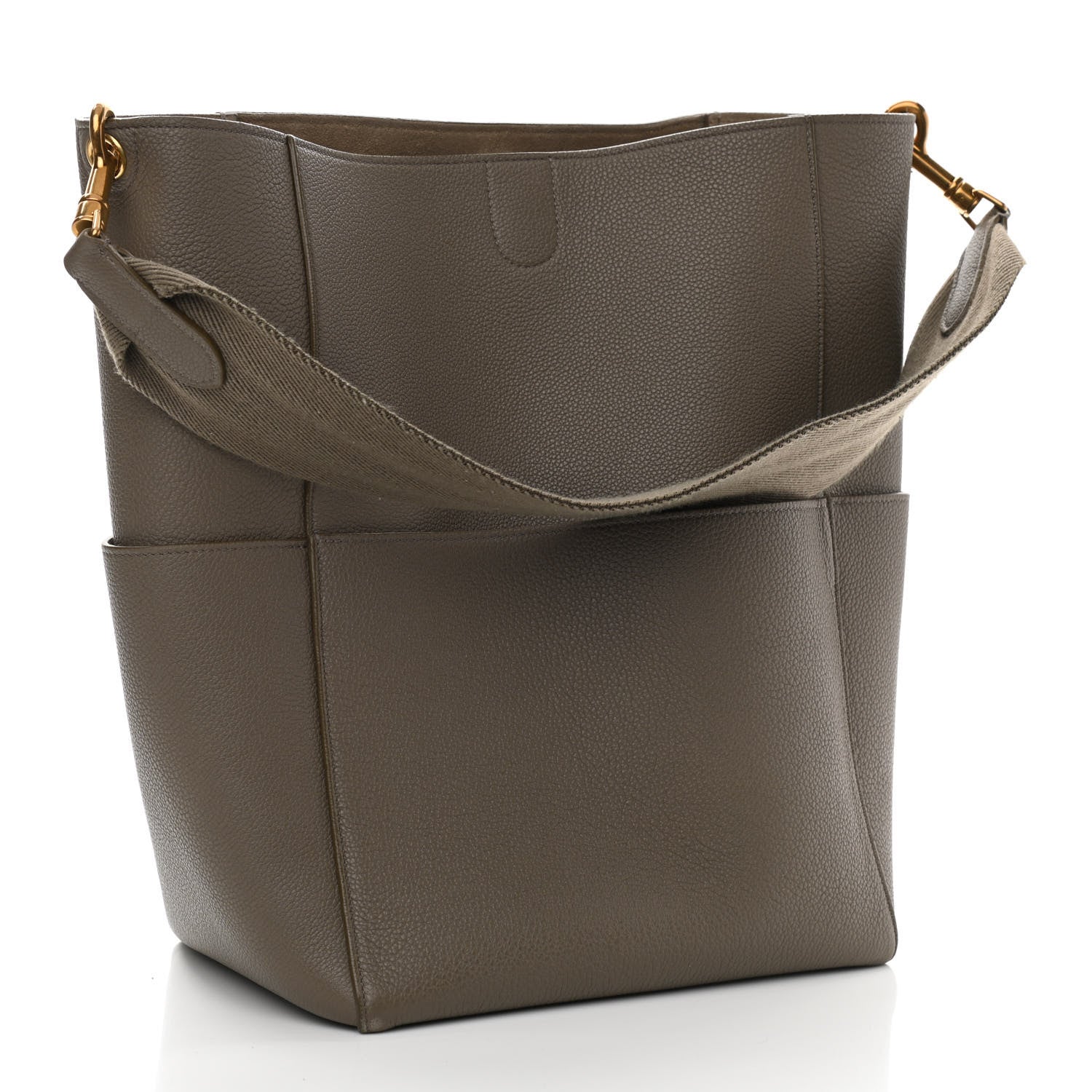 Celine Soft Grained Calfskin Sangle Bucket Bag Taupe 3 of 12