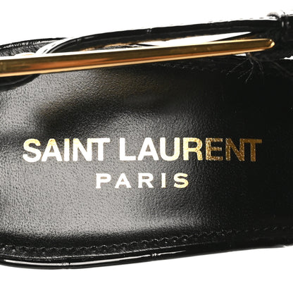 Saint Laurent Calfskin Crocodile Embossed Slingback Graham Pumps 38 Black 7 of 9