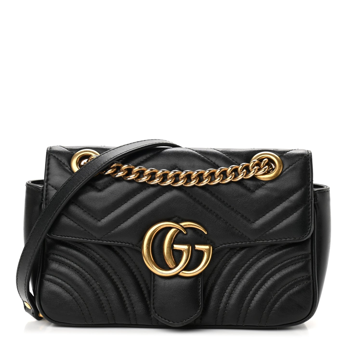 Calfskin Matelasse Mini GG Marmont Shoulder Bag Black