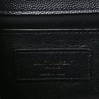 Saint Laurent Grain De Poudre Textured Mixed Matelasse Triquilt Medium Monogram Monochrome Satchel Black 5 of 8