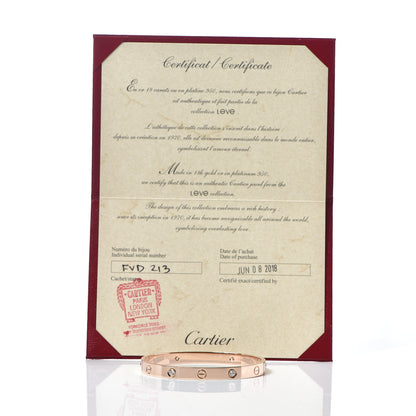 Cartier 18K Pink Gold 4 Diamond LOVE Bracelet 17 8 of 9