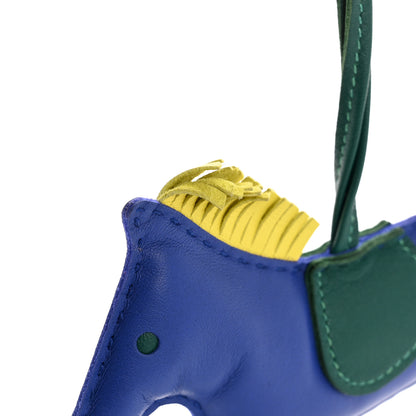 Hermes Milo Lambskin Grigri Rodeo Horse Bag Charm MM Bleu Electrique Malachite Lime 4 of 5