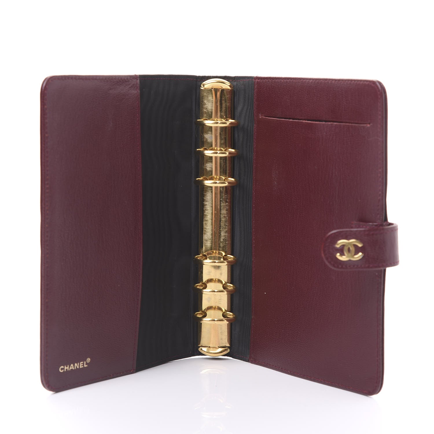 Chanel Goatskin Small Ring Agenda Planner Burgundy 5 of 9