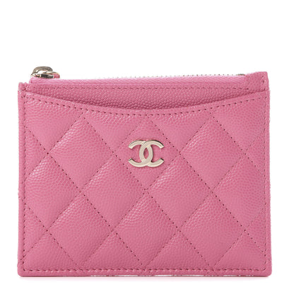 Chanel Caviar Quilted CC Zip Card Holder Pink 1 of 8