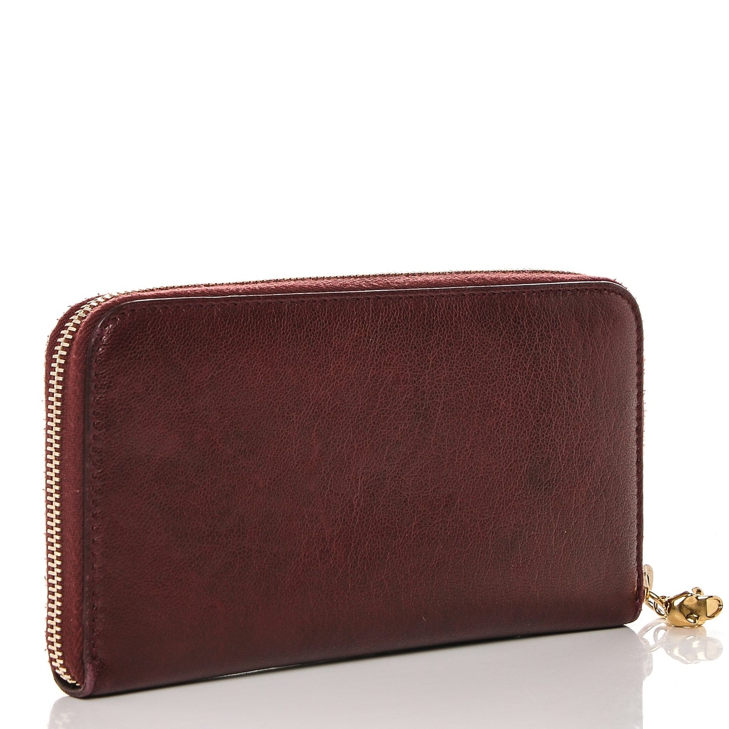 Calfskin Skull Continental Zip Wallet Oxblood