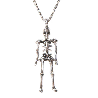 Saint Laurent Brass Skeleton Chain Necklace Silver 6 of 6