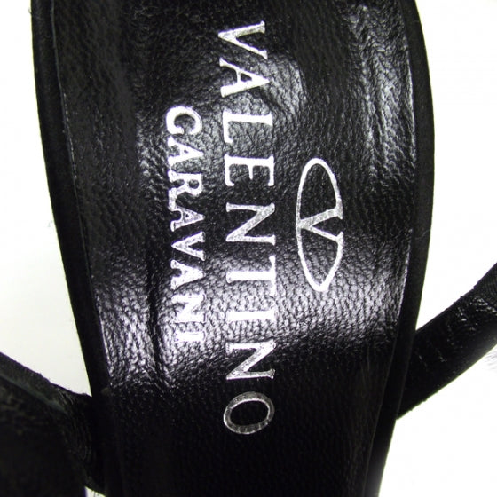 Satin Feather Sandals 39.5 Black