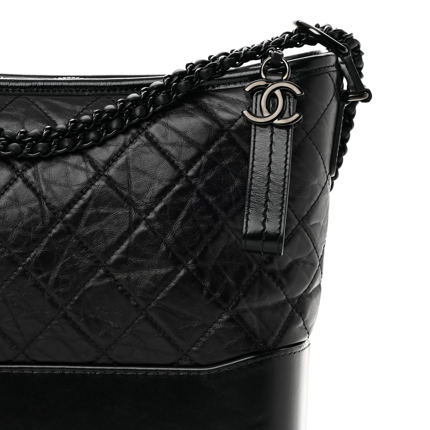 Aged Calfskin Quilted Medium Gabrielle Hobo So Black