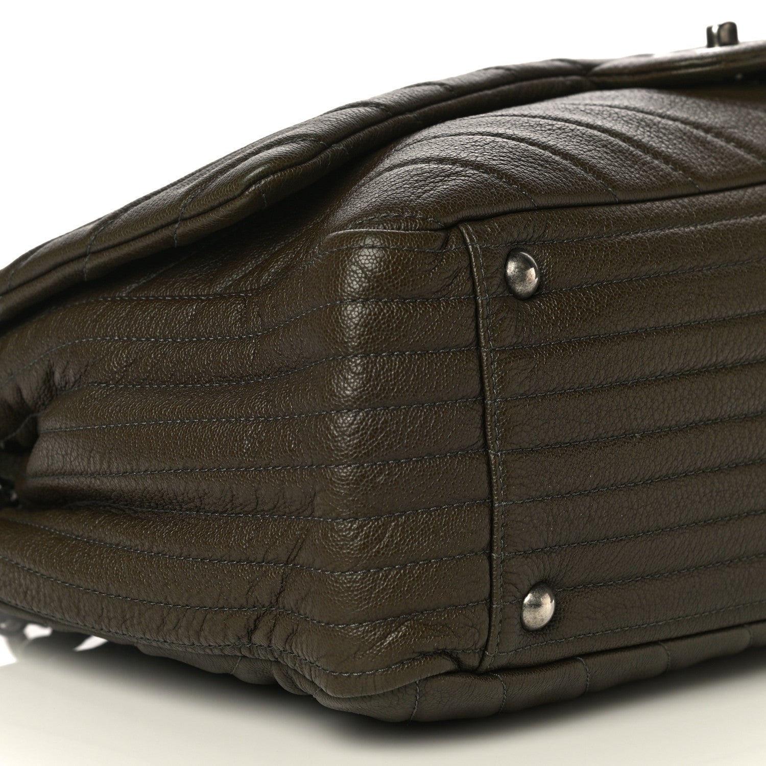 Chanel Calfskin Chevron Quilted XXL Travel Flap Bag Khaki 8 of 14