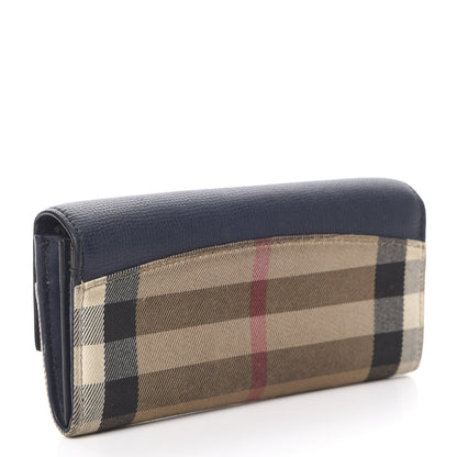 Burberry Calfskin House Check Continental Wallet Navy 3 of 11