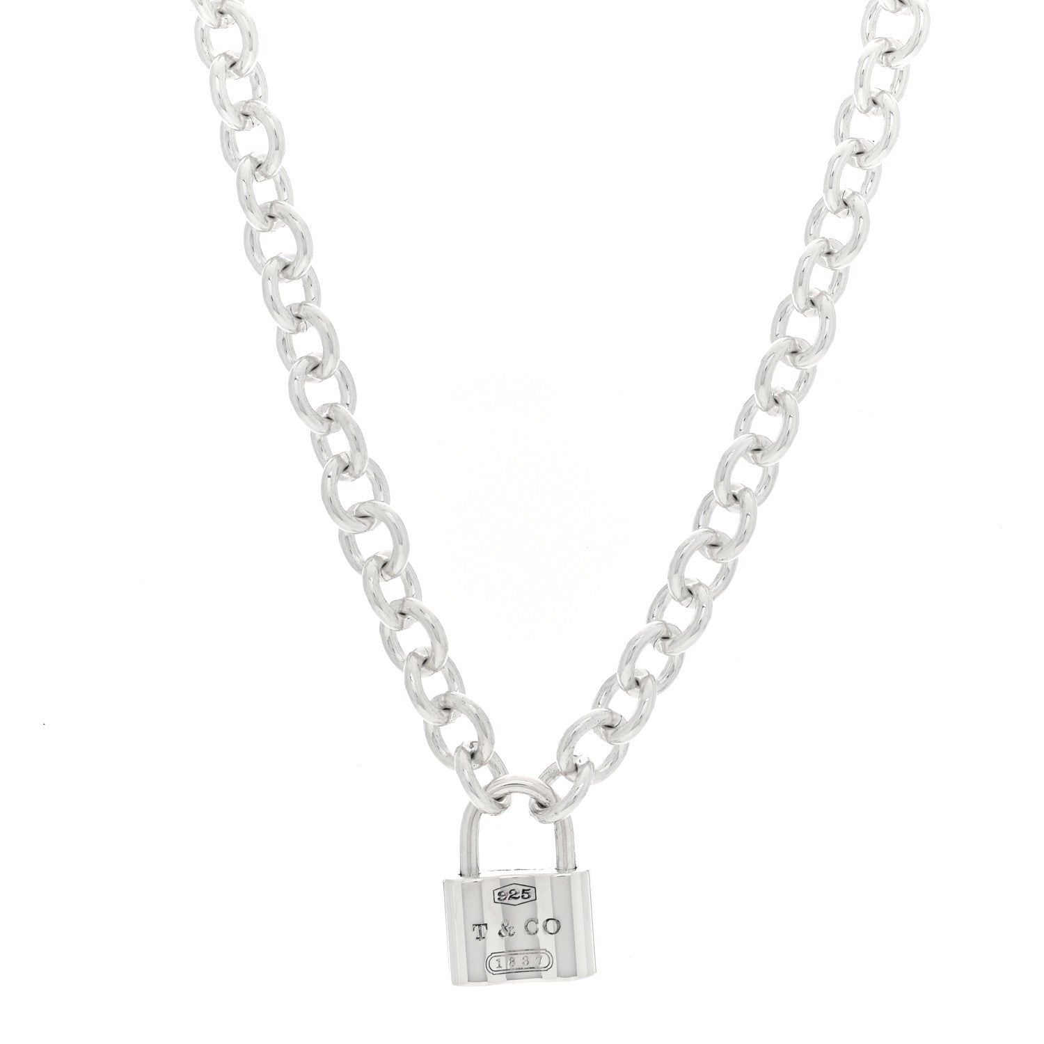 Tiffany Sterling Silver 1837 Lock Charm Necklace 1 of 5