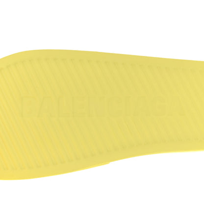 Balenciaga Smooth Rubber Logo Bi-Color Womens Pool Slide Sandals 38 Yellow Black 6 of 8
