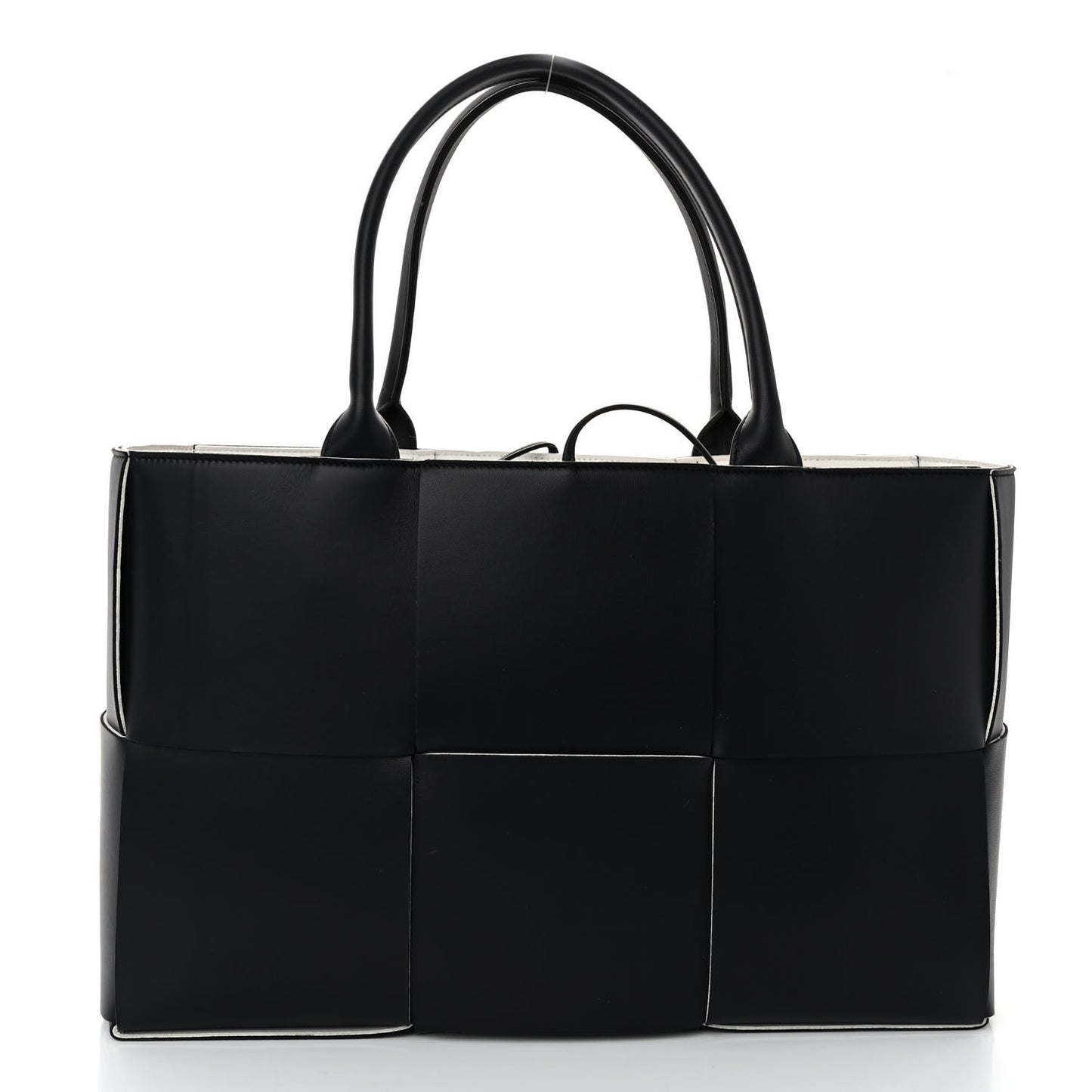 Nappa Maxi Intrecciato Medium Arco Tote Black White