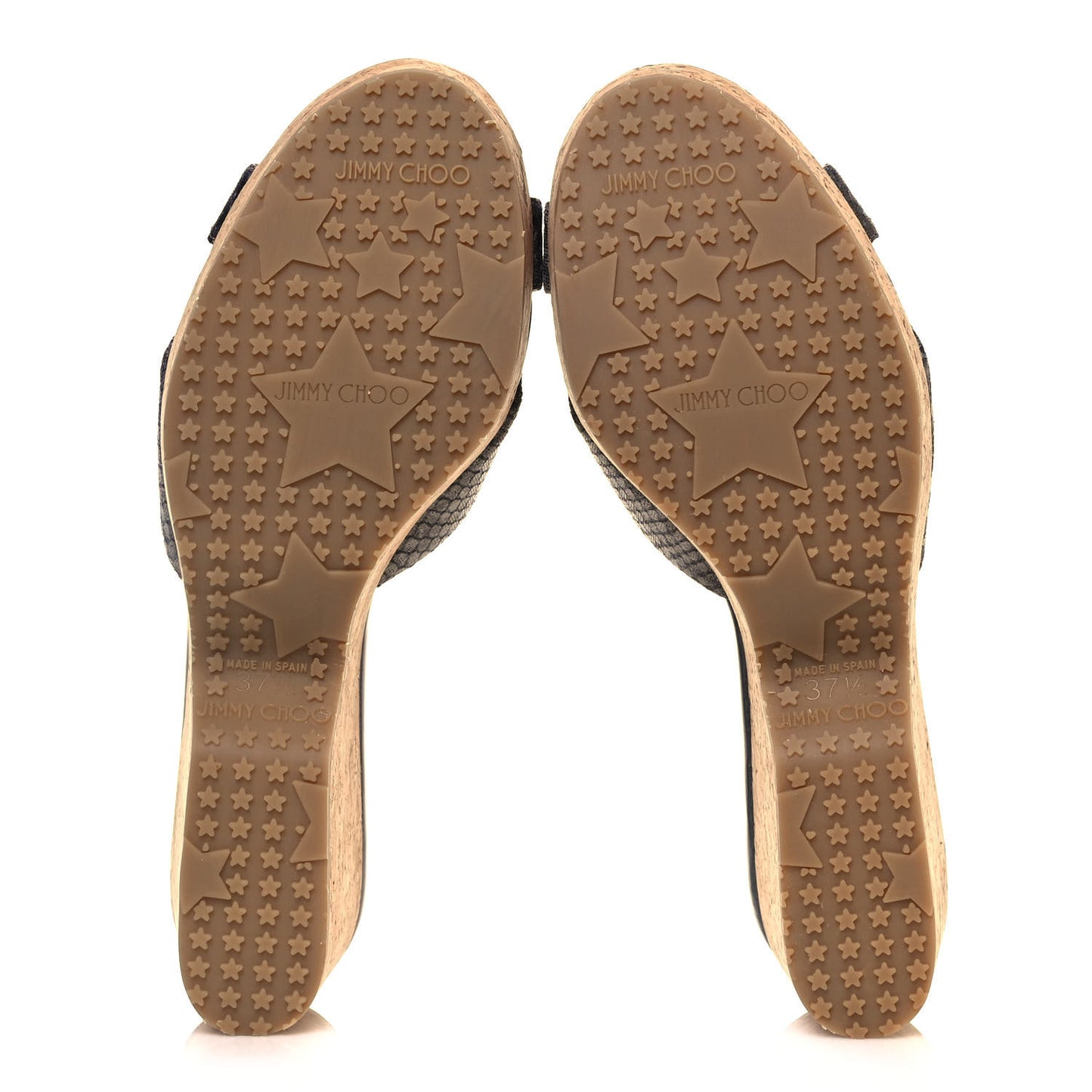 Metallic Snake Print Panna Cork Wedge Sandals 37 Anthracite